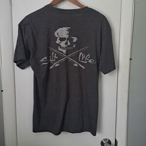 Salt Life Gray Skull Fishing Rod Pocket T-Shirt Men's Medium